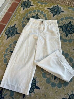 White Wide-Leg Cotton Chinos